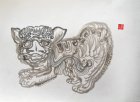 石獅子019 纸本設色 潘柬芝 30x39cm 2017 Lions de pierre 019 InkOnPaper PoonKanChi