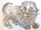 石獅子系列015_紙本設色_46×34cm_2017_潘柬芝 Fu Dog Series015 _InkOnPaper_ PoonKanChi